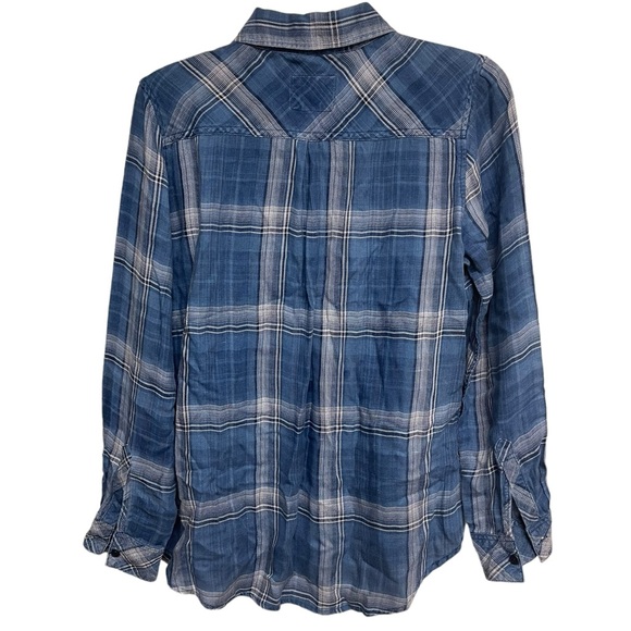 RAILS Button-up Shirt, Size Medium in Blue Plaid Lyocell Relaxed Comfy Boyfriend - Picture 2 of 8